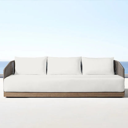 Outdoor rattan sofa courtyard preservative wood villa hotel outdoor teak rattan leisure sofa combination