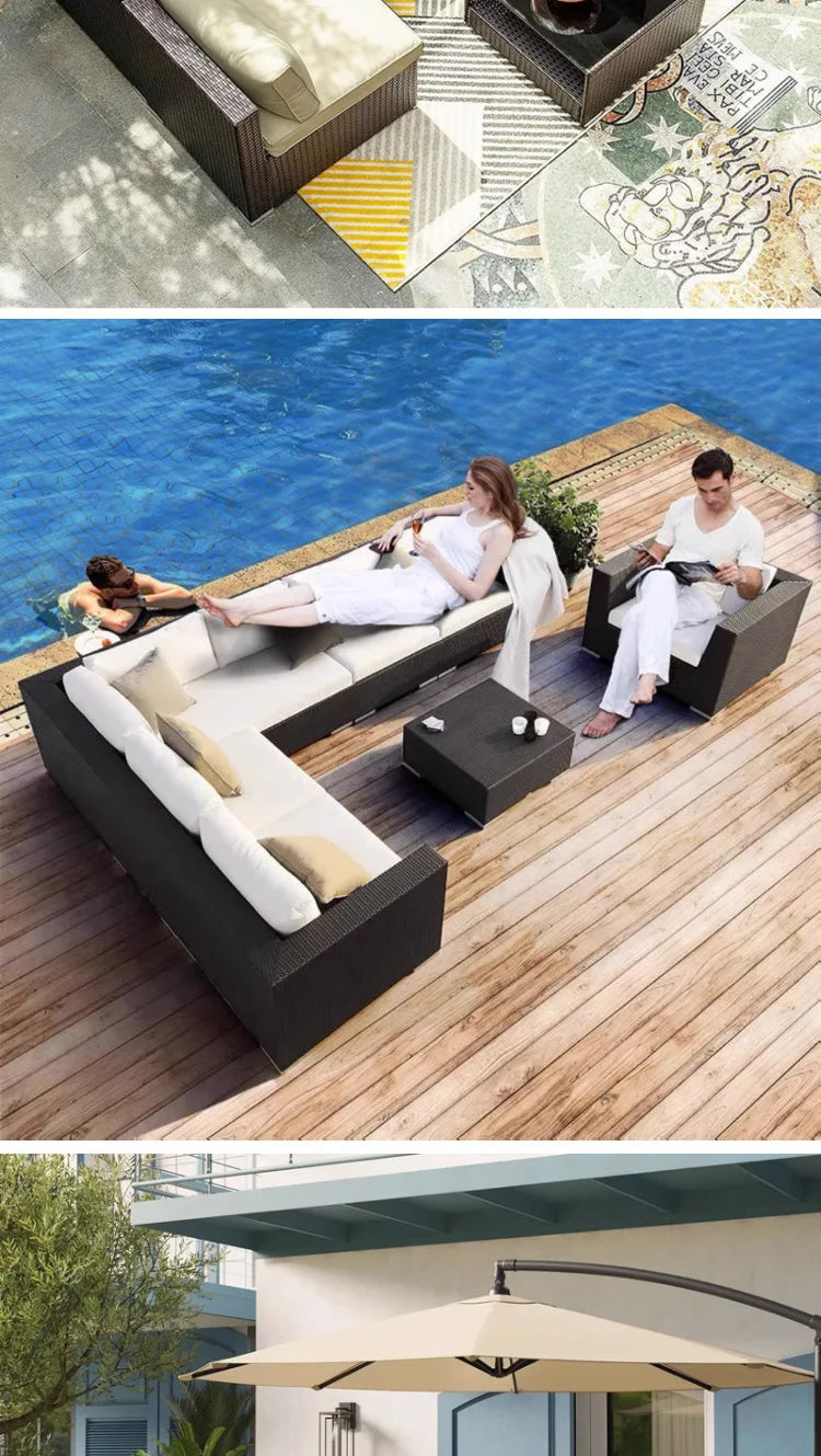 Outdoor sofa combination courtyard garden balcony rattan table and chairs terrace waterproof and sun protection outdoor