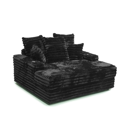 Thick striped corduroy single double sofa black gray white living room sofa