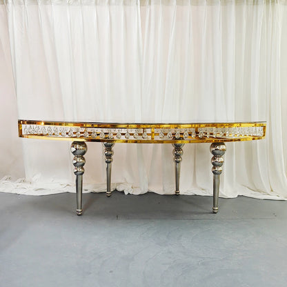 Luxury Stainless Steel Moon Table Half Round Hotel Event Serpentine Wedding Table
