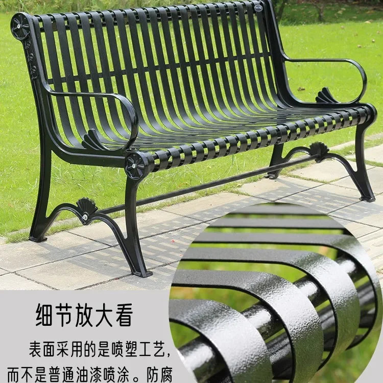 Park chair outdoor bench, cast iron art, community square leisure seat, courtyard outdoor shopping mall lounge area
