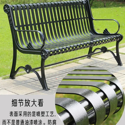Park chair outdoor bench, cast iron art, community square leisure seat, courtyard outdoor shopping mall lounge area