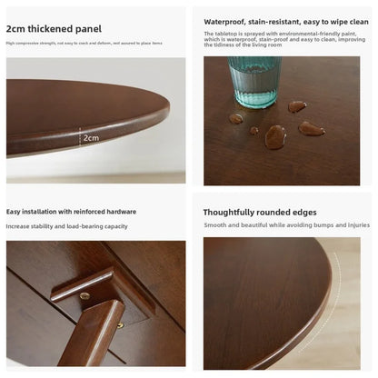Solid wood small coffee table household living room small round table sofa edge table