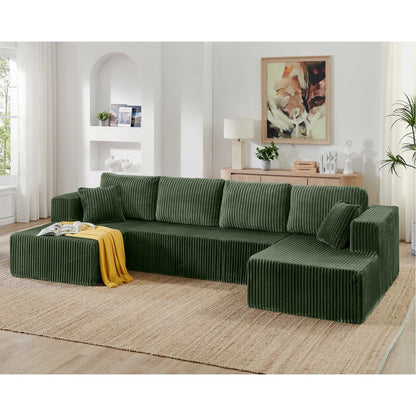 Modular striped corduroy U-shaped modular modular sofa sofa compression sofa living room bedroom apartment set