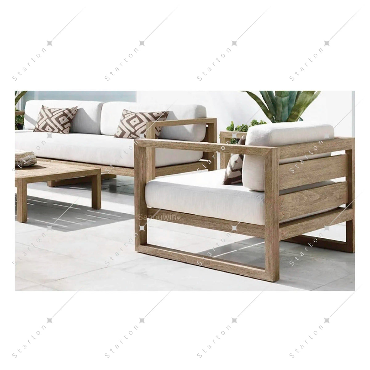 New Arrive Outdoor Wooden Teak Garden Set Daybed Chaise Lounge Furniture Teak Canopy Modern Solid Wood