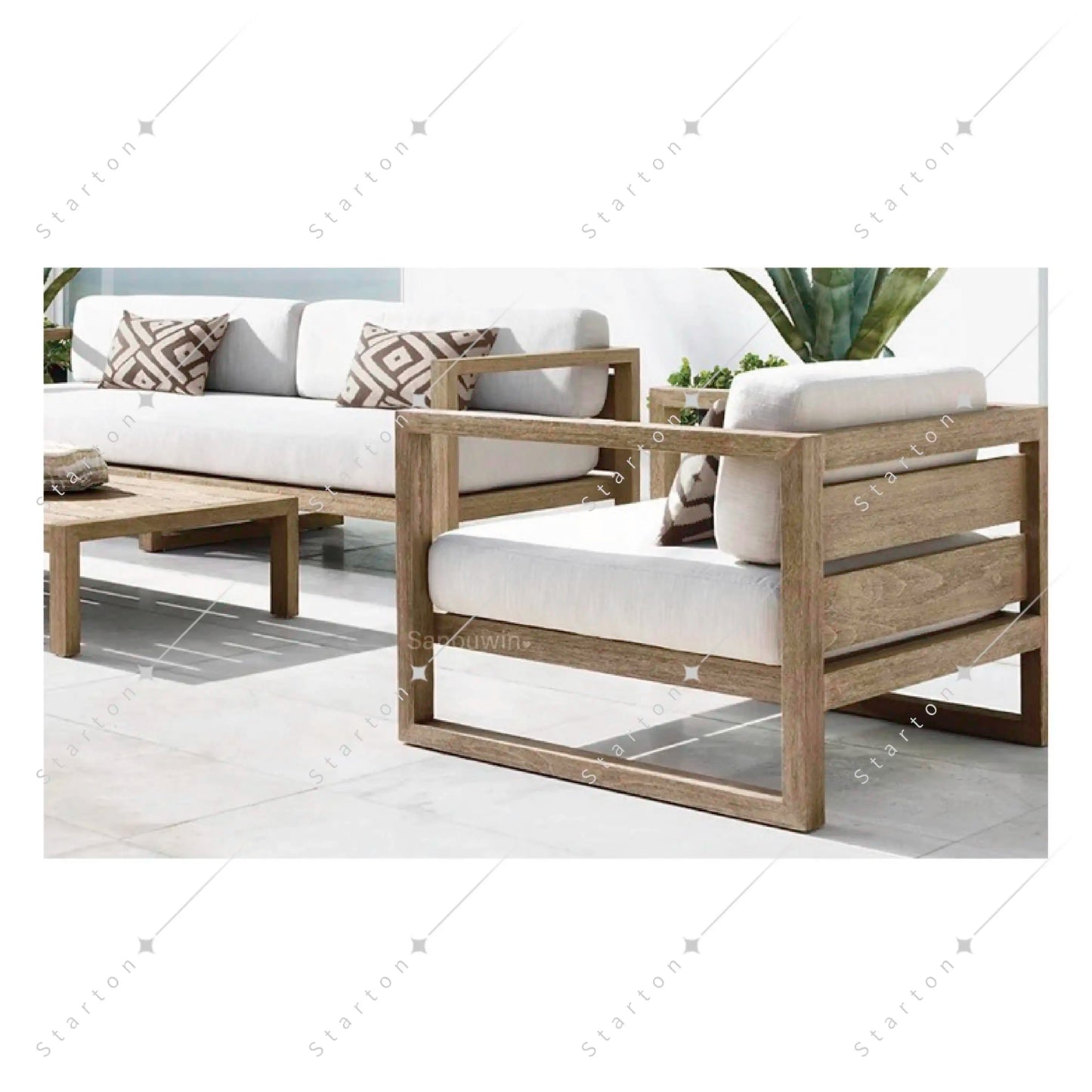 New Arrive Outdoor Wooden Teak Garden Set Daybed Chaise Lounge Furniture Teak Canopy Modern Solid Wood