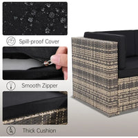 -8 Pieces Outdoor Wicker Rattan Patio Furniture Sectional Set,Glass Top Table Hidden Storage,7 Sofa Sections, Oversized Cushions