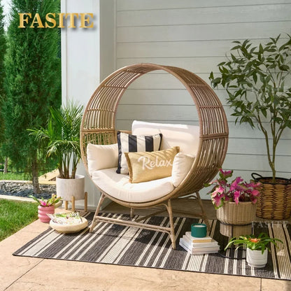 2024 New  Bellamy Round Wicker Outdoor Egg Chair, Beige