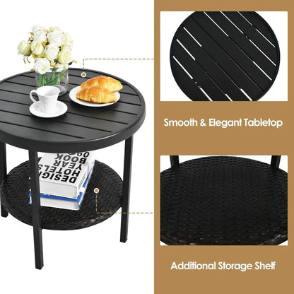 3 Pieces Rattan Wicker Patio Conversation Set with Coffee Table, Cushions, Sturdy Steel Frame, Outdoor Furniture Set