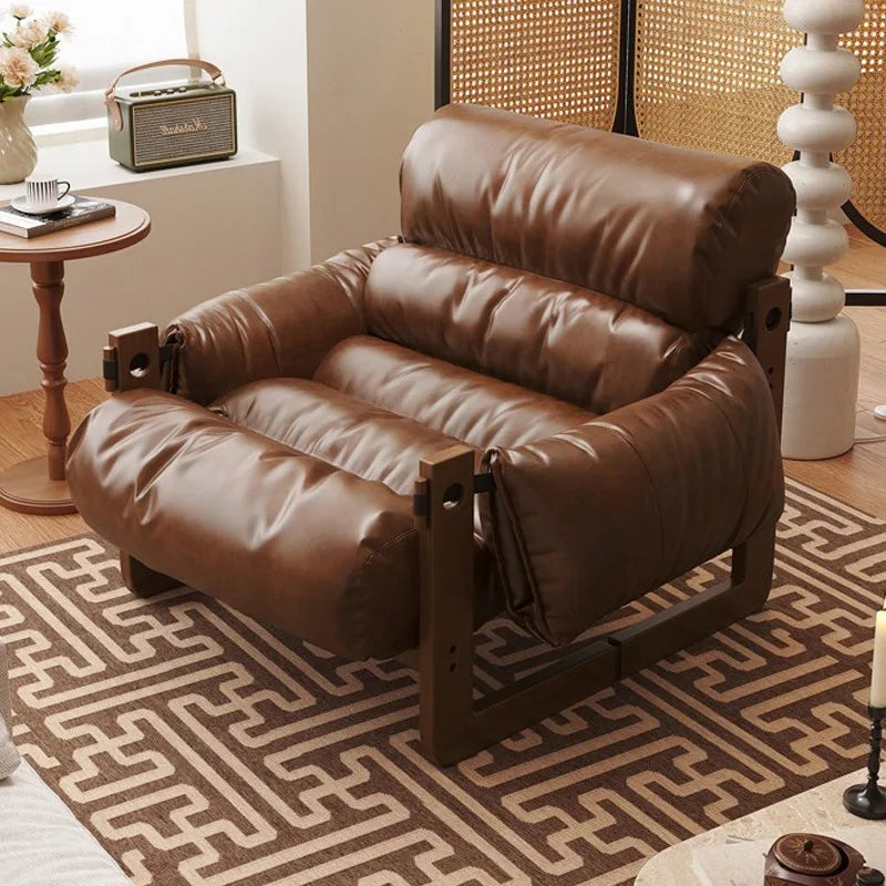 Solid wood sofa chair single chair in living room antique leisure chair