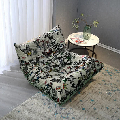 Single sofa living room bedroom lazy fabric leather leisure chair small apartment cream wind
