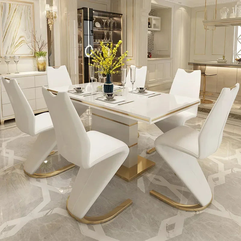 modern 2 Pieces Chairs Modern Simple Z Shape Dining Chair PU Leather Home Living Room Chair Only Chairs