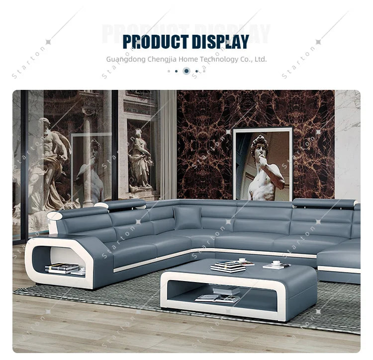 10set Living Room Dark Green Minimal Modern Leather Sofa Bed Luxury Sectional Leather Sofa in China