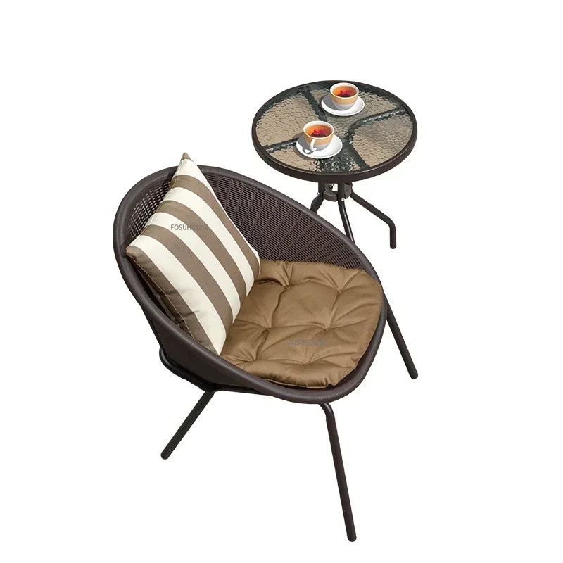 Outdoor Rattan Chair Garden Furniture Set Household Outdoor Balcony Leisure Table and Chair Three-piece Set Mini Coffee Table