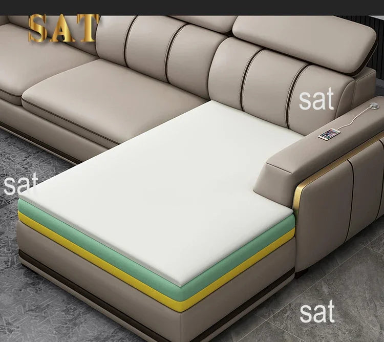 For Nordic 1 2 3  L Shape Luxury Leather Living Room Furniture Sectional Sofa Couch