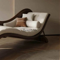 New Chinese black walnut solid wood chaise longue living room sofa sun couch
