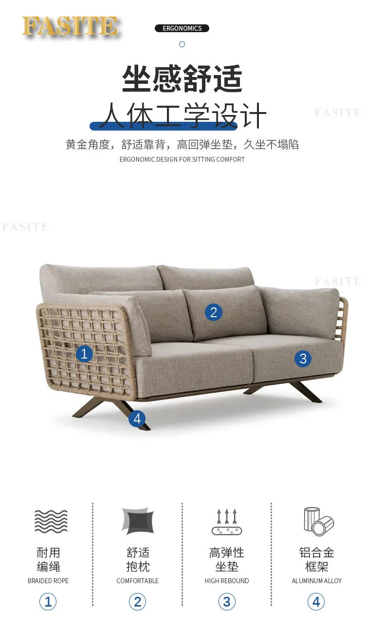Nordic Outdoor Sofa Rattan Cafe Courtyard Villa Hotel Garden