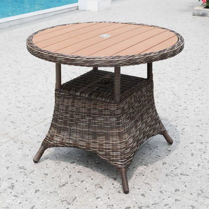 US Retro Outdoor Rattan Cafe Restaurant Table and Chair Combination Open-air Courtyard Garden Rattan Dining Table and Chairs