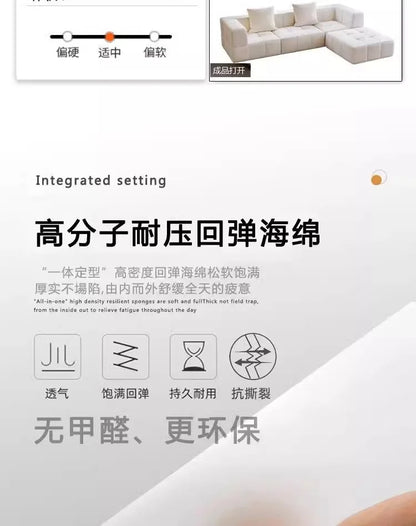 Living Room Compressed Vacuum Sofas Modern Small Apartment Fabric Living Room Sofa Cream Style Marshmallow Sofa Free Combination