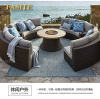 Outdoor round rattan sofa combination garden courtyard
