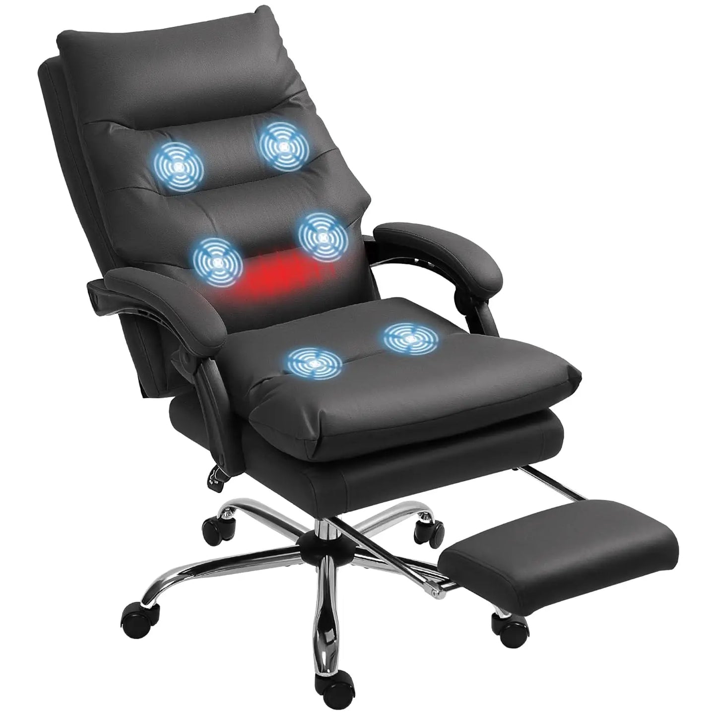 Microfibre Executive Massage Office Chair, Computer Desk Chair, Heated Reclining Chair with Footrest, Customized