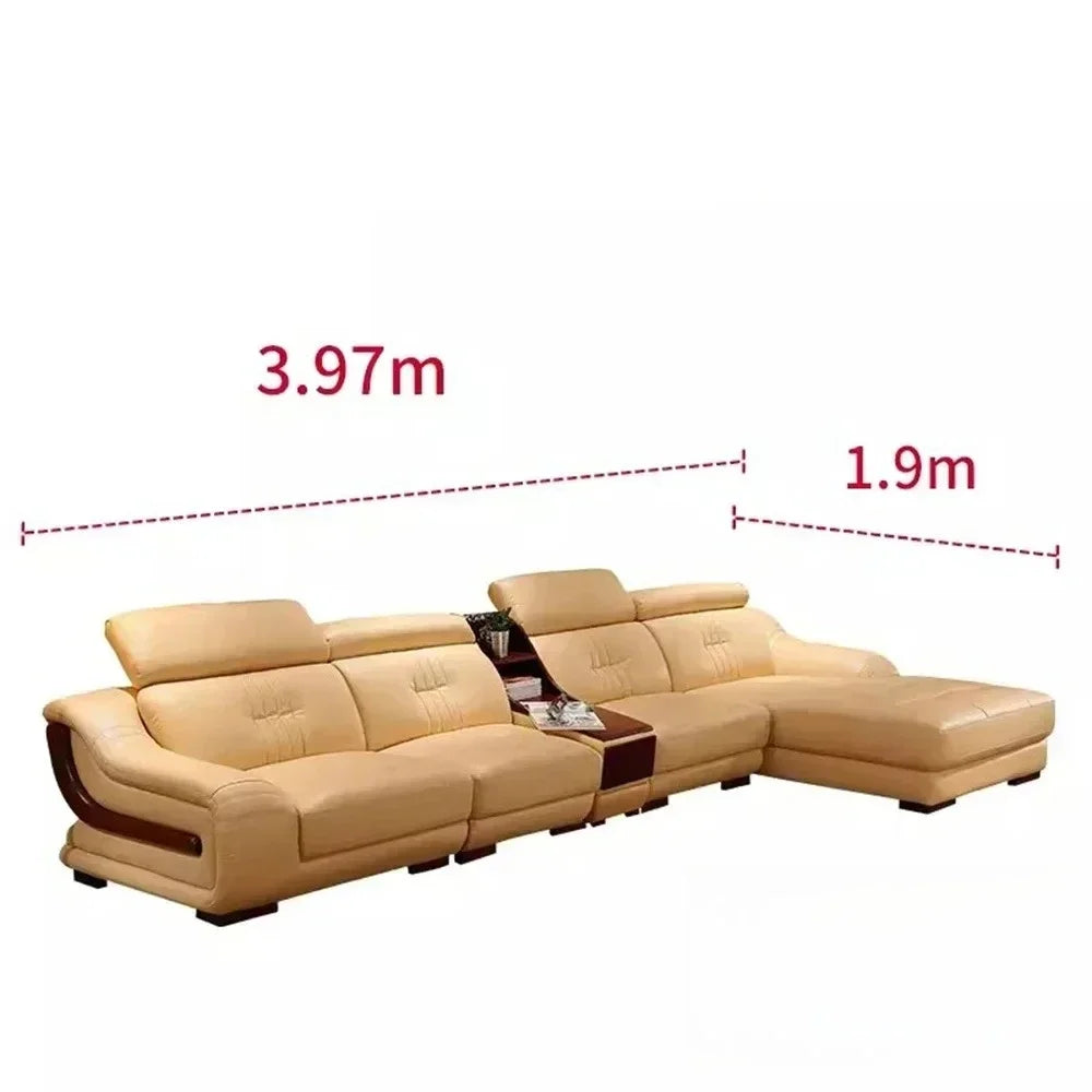 MANBAS Premium Italian Genuine Leather Sofa Sets Big Sectional Couch Living Room Sofas With Adjustable Headrests Home Furniture