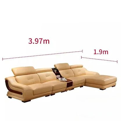 MANBAS Premium Italian Genuine Leather Sofa Sets Big Sectional Couch Living Room Sofas With Adjustable Headrests Home Furniture