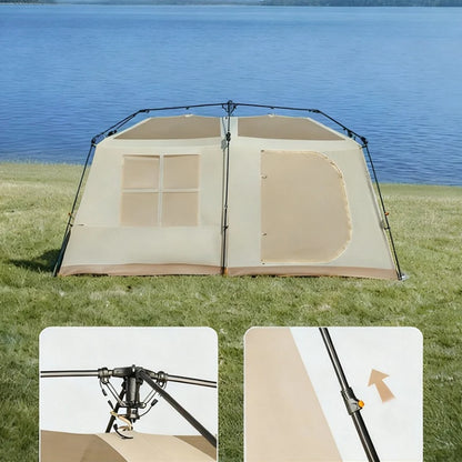 Oxford Cloth Beach Tent Rainproof Sunproof Ventilation Nature Hike Family Travel Shelter Tent Large Space Camping Supplies Tents