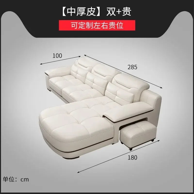 Italian leather sofa, modern single-layer leather sofa, living room small apartment, high-end light luxury leather sofa
