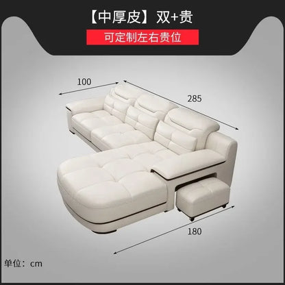 Italian leather sofa, modern single-layer leather sofa, living room small apartment, high-end light luxury leather sofa
