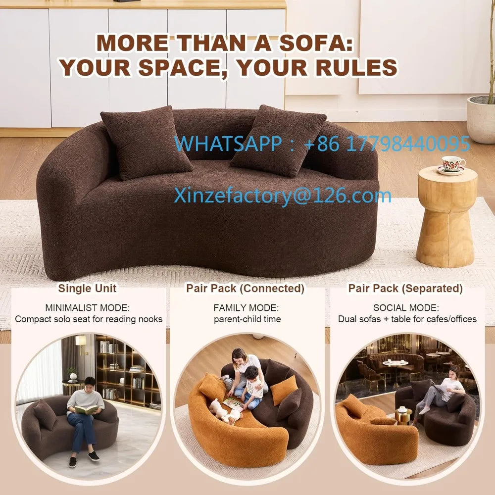 Customizable 66.9'' Modular Sectional Loveseat, Chenille Upholstered Boneless Curved Loveseat with Deep Seat,Combination Round S