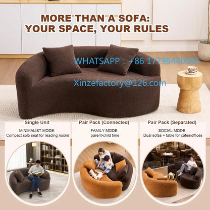 Customizable 66.9'' Modular Sectional Loveseat, Chenille Upholstered Boneless Curved Loveseat with Deep Seat,Combination Round S