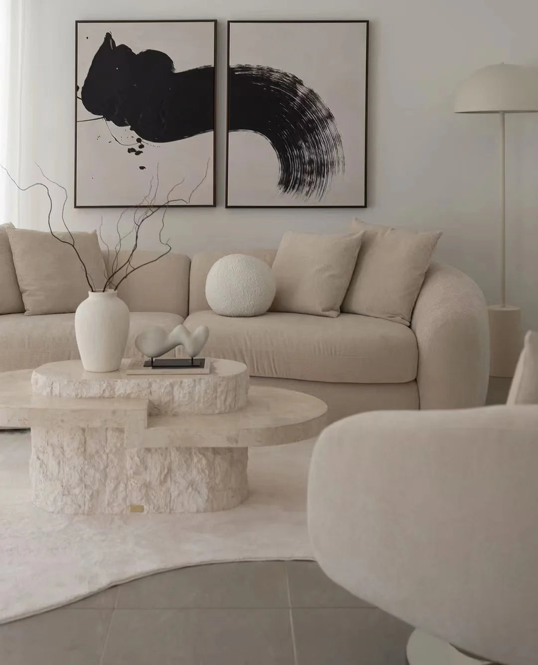 Italian minimalist curved fabric sofa designer living room latex combination sofa