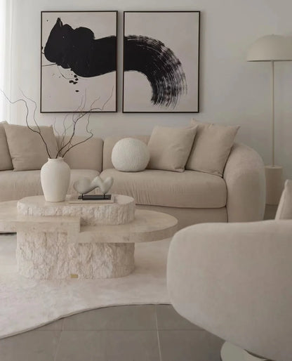 Italian minimalist curved fabric sofa designer living room latex combination sofa