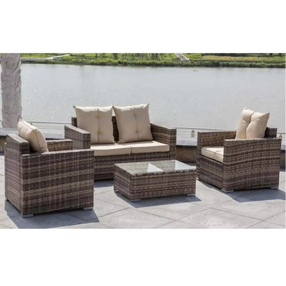 Premium Sofa Set Garden Sets 4PC Garden Patio Furniture with Cushion Back Cushion