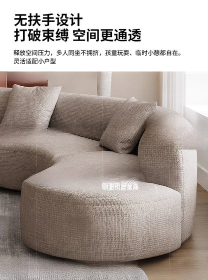 Sofa French retro medieval style curved module combination sofa wabi sandy wind large flat-floor villa fabric #