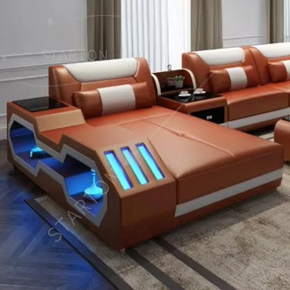 Modern Couch Living Room Leather High Back Comfortable Home Use Sofa