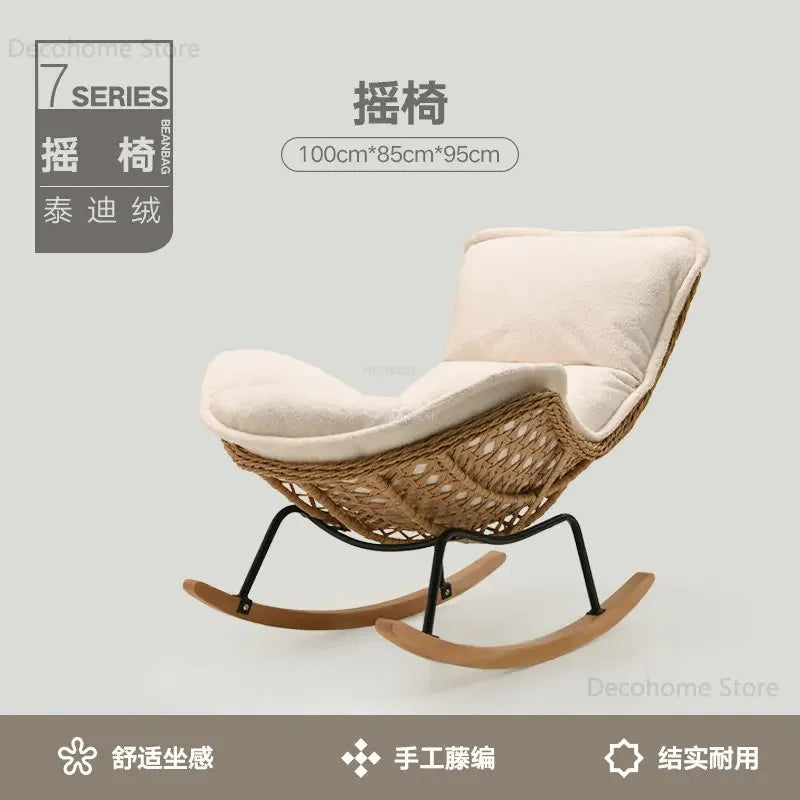 Modern Rattan Living Room Chairs Leisure Lazy Back Sofa Home Lounge Chair Outdoor Balcony Rocking Chair Living Room Furniture