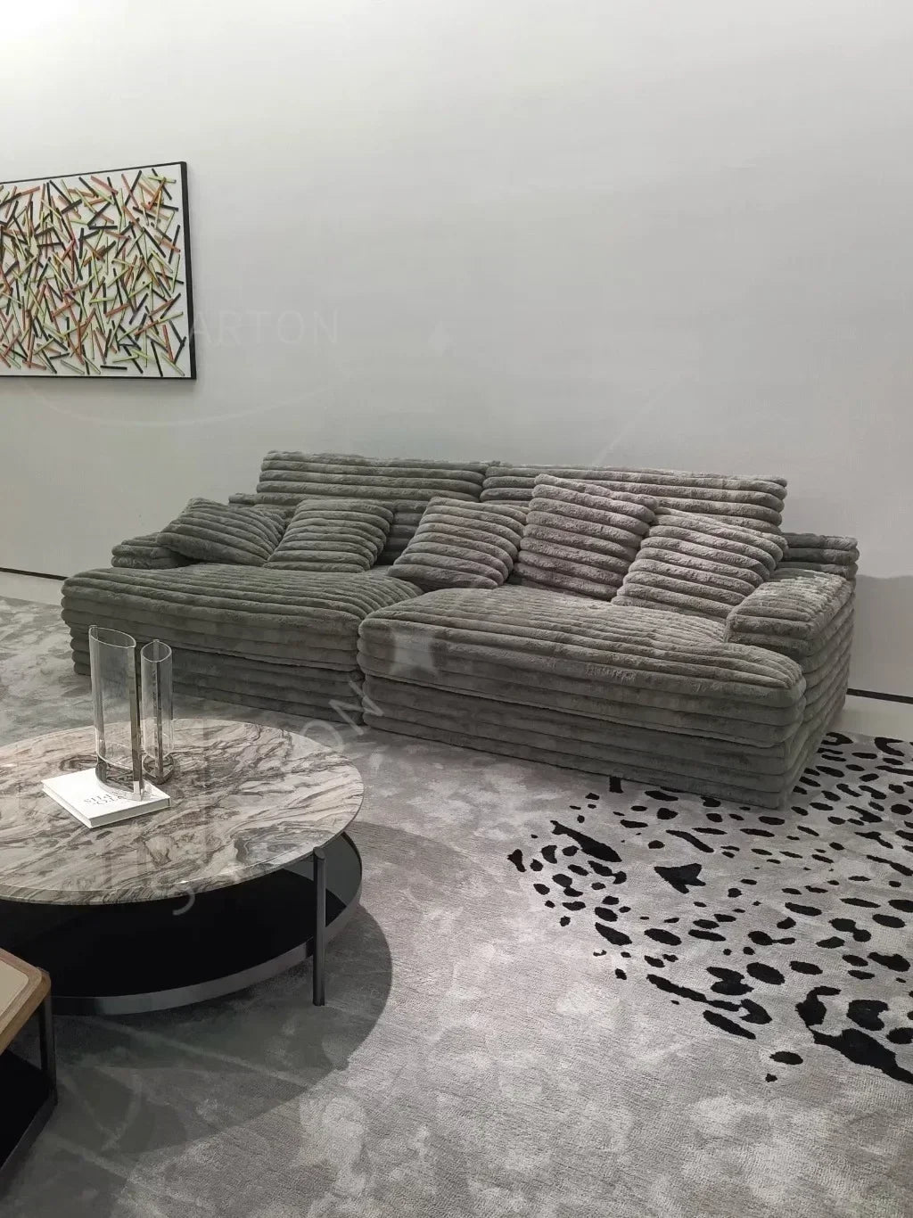 Thick Corduroy Cloud Living Room Sofa Customizable Sofa Extra Wide Suitable for Family Use Vacuum Compression Sofa Furniture