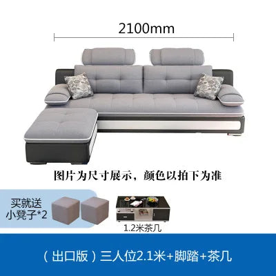 Fabric sofa small apartment simple modern three four living room combination High Quality