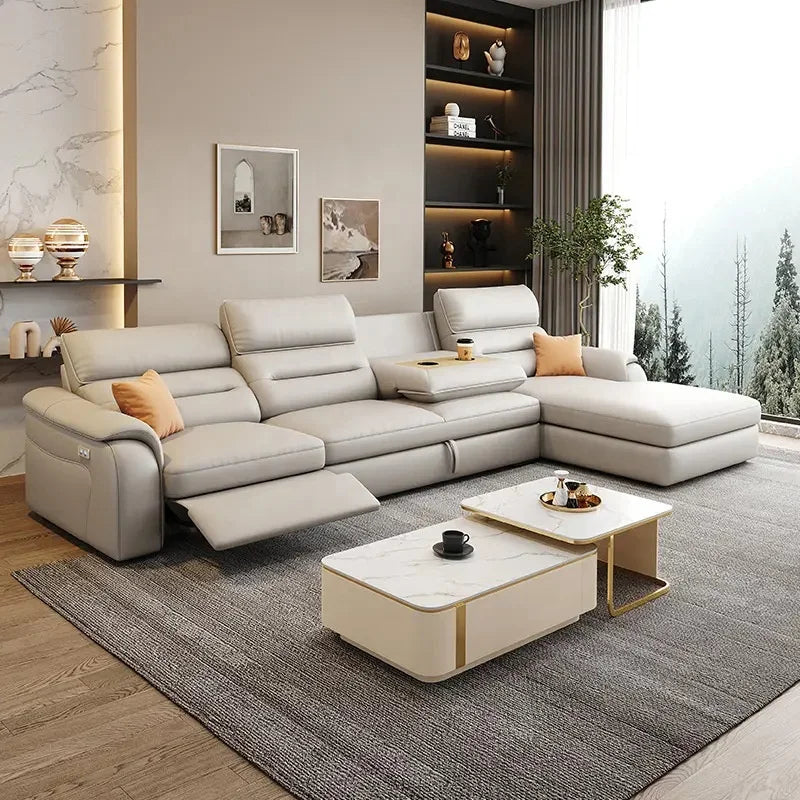 *-/2025  Italian Modern Luxury Leather Recliner Sofa Electric Reclining Sofa Living Room Furniture