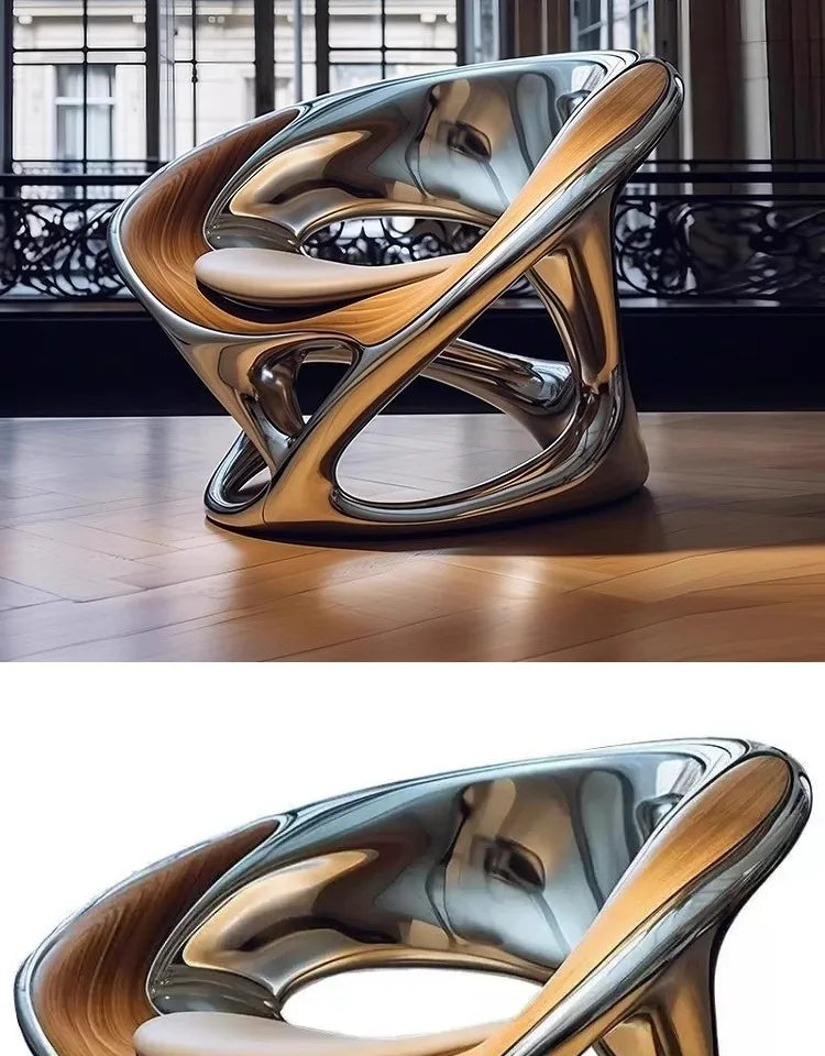 Nordic designer creative leisure chair living room balcony single sofa negotiation chair hollow electroplating chair