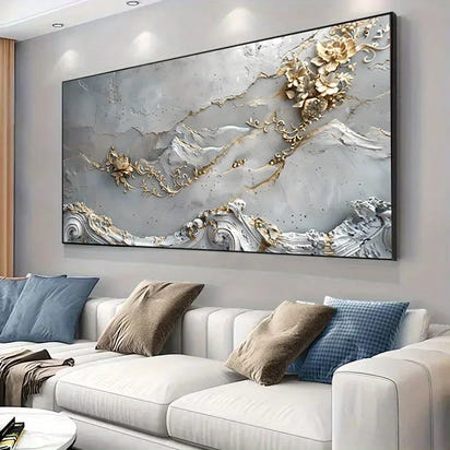 Modern Golden Flower Art Canvas Painting Art For Living Room Modern Canvas Poster for Bedroom and Living Room Decoration