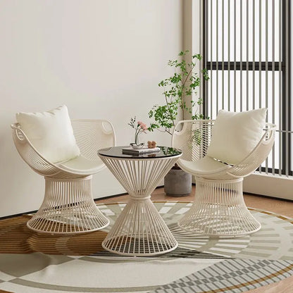 Cream Style Single Sofa Chair Designer Light Luxury Living Room Reception Table Balcony Leisure Table Chair Three Piece Set