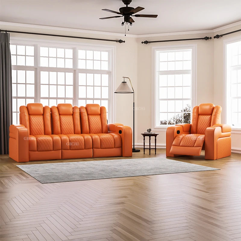Luxury Theater Furniture Black Color 3seater Electric Cinema Sofa Home Theater Sofa Cinema Living Room Recliner Sofa Chair