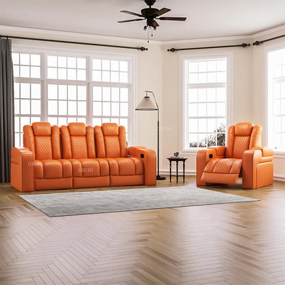 Luxury Theater Furniture Black Color 3seater Electric Cinema Sofa Home Theater Sofa Cinema Living Room Recliner Sofa Chair