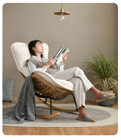 Modern Rattan Living Room Chairs Leisure Lazy Back Sofa Home Lounge Chair Outdoor Balcony Rocking Chair Living Room Furniture