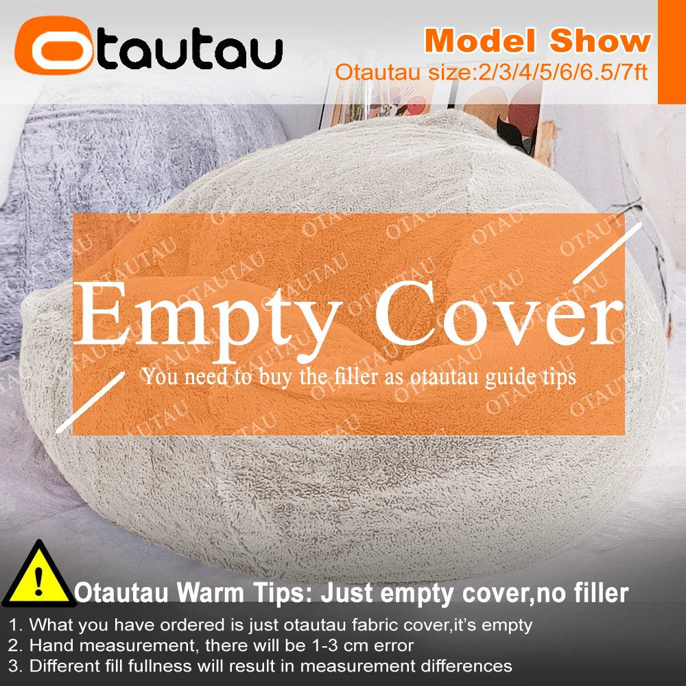 OTAUTAU Fluffy Faux Bunnyf Fur Bean Bag Cover Corner Pouf Cover DD003【No Filler Inside! You Need To Buy Filler By Yourself !】