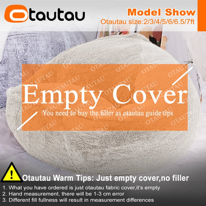 OTAUTAU Fluffy Faux Bunnyf Fur Bean Bag Cover Corner Pouf Cover DD003【No Filler Inside! You Need To Buy Filler By Yourself !】