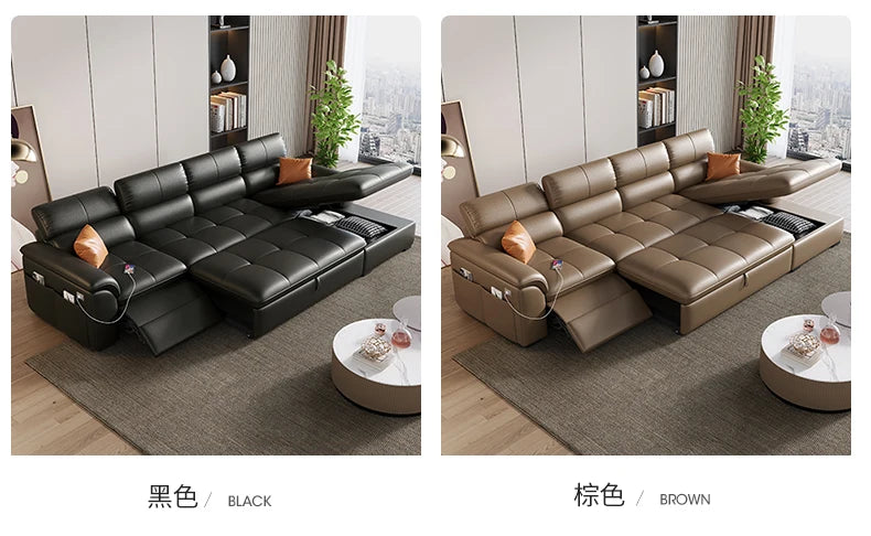 Designer Leather Sofa Living Room Ajustable Lounge Foldable Sofa Reclinable Modular Minimalist Woonkamer Banken Lounge Furniture